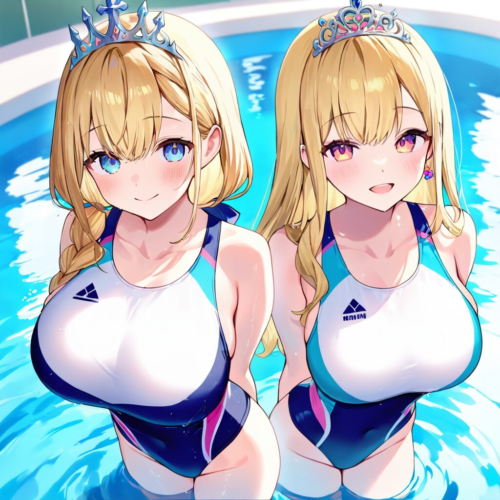 実はスーパーモデルでもあるお城のお姫様。競泳水着の撮影です。