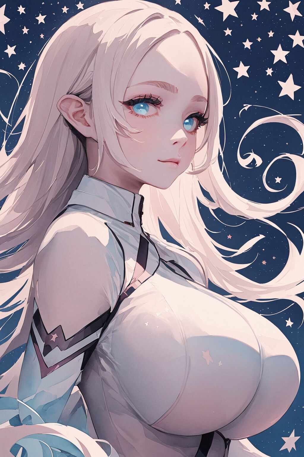 星空、ぴっちりスーツのお姉さん