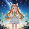 星空に願いをする小さな女の子 3枚目