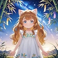 星空に願いをする小さな女の子 4枚目