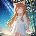 星空に願いをする小さな女の子 2枚目