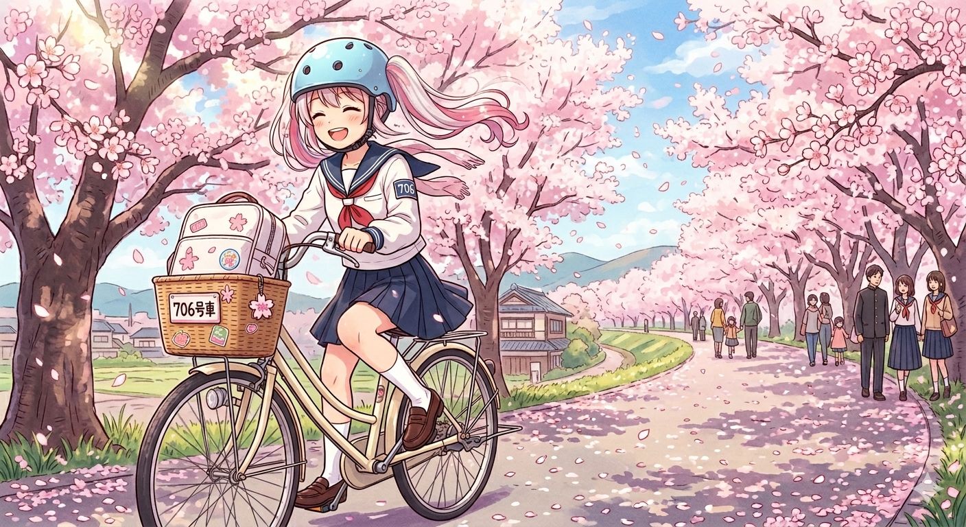 706ちゃんの自転車通学 | の人気AIイラスト・グラビア
