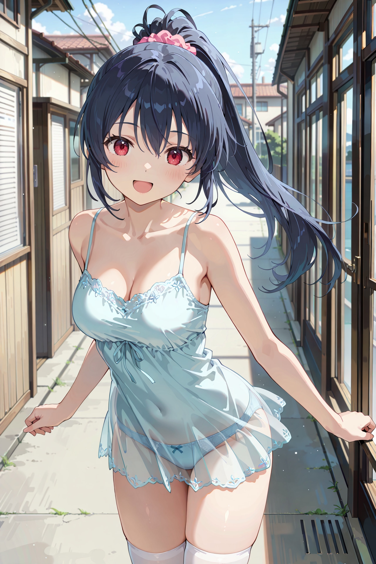住宅街でぱんつ透けキャミソールドレス撮影会 Y719