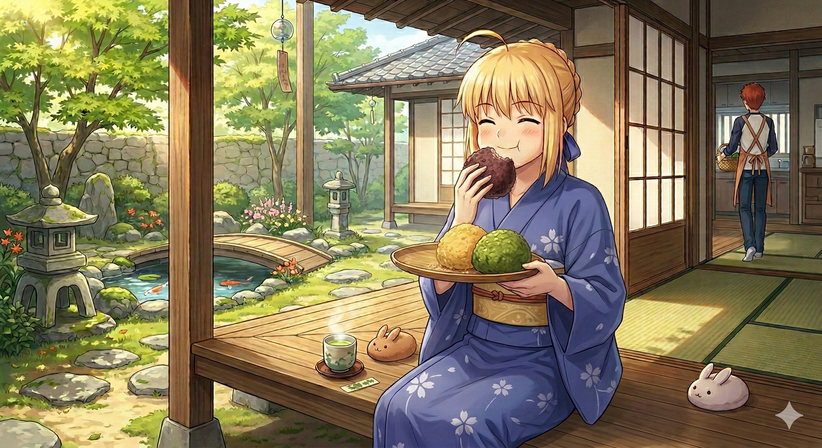 三色おはぎにセイバーご満悦😋