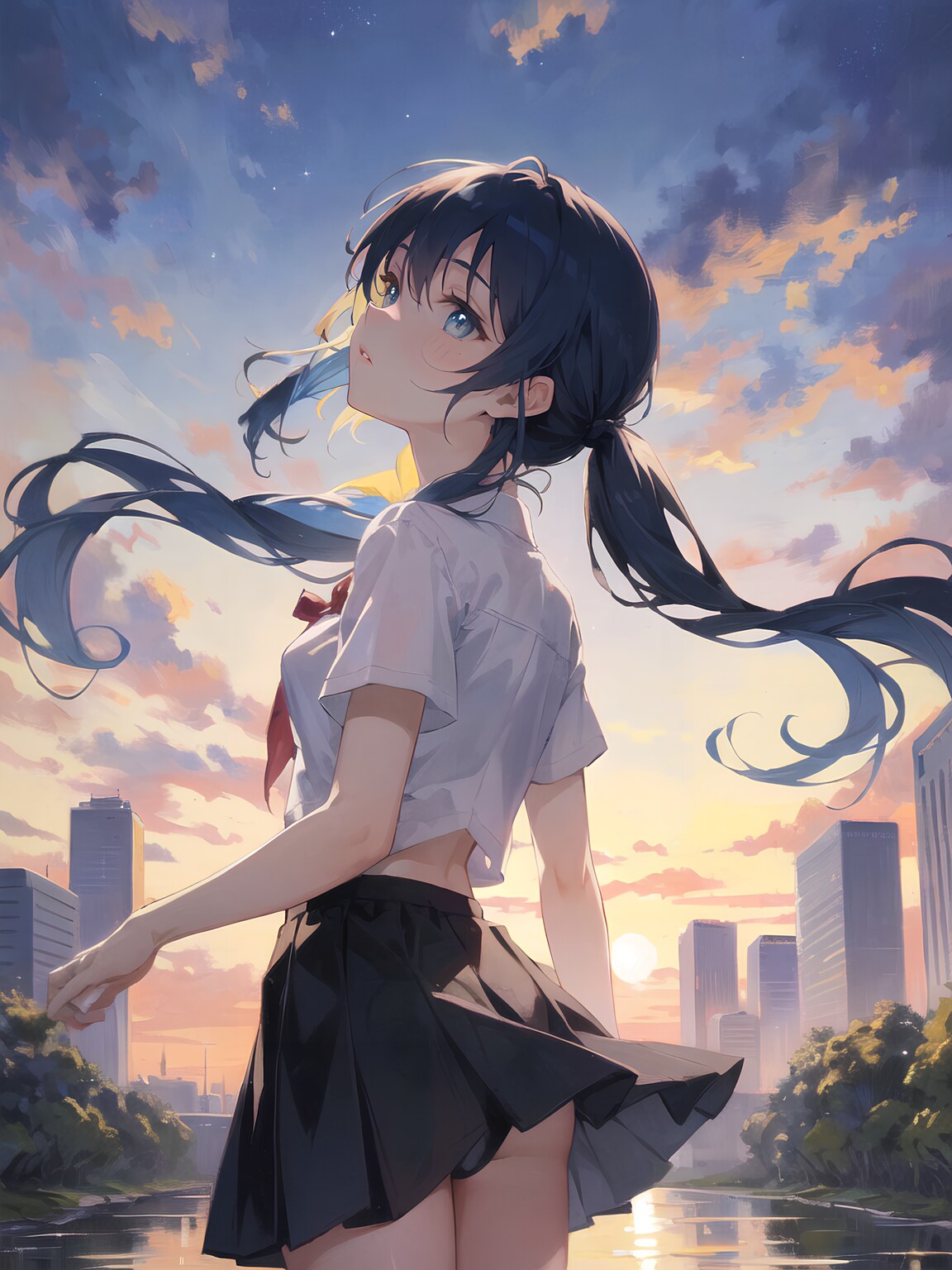 夕日の街
