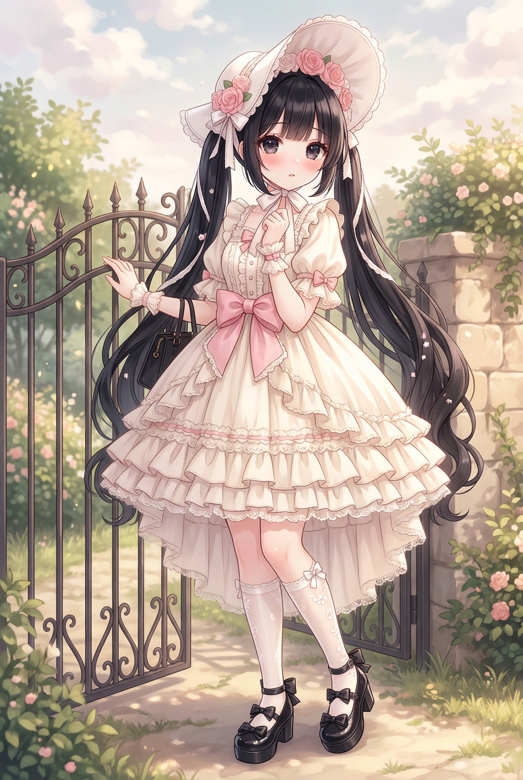 門扉に佇む黒髪の姫 | の人気AIイラスト・グラビア