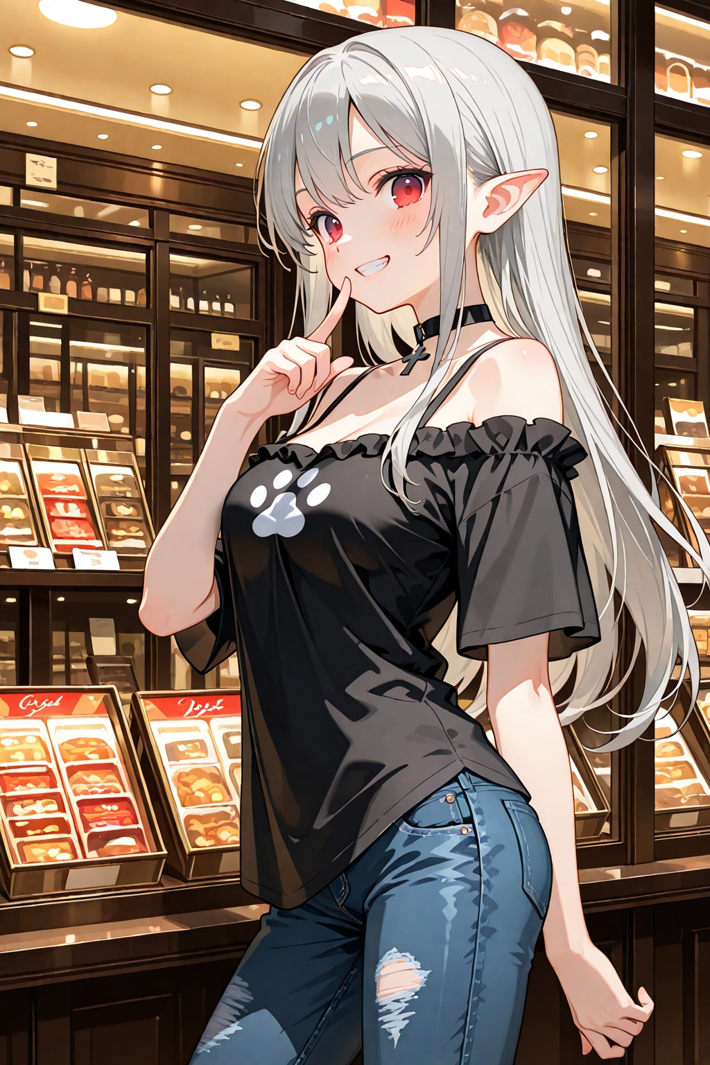 お菓子店前。『オレ様、ちょーっと甘いものな気分かも？』アビゲイル（TS吸血鬼）
