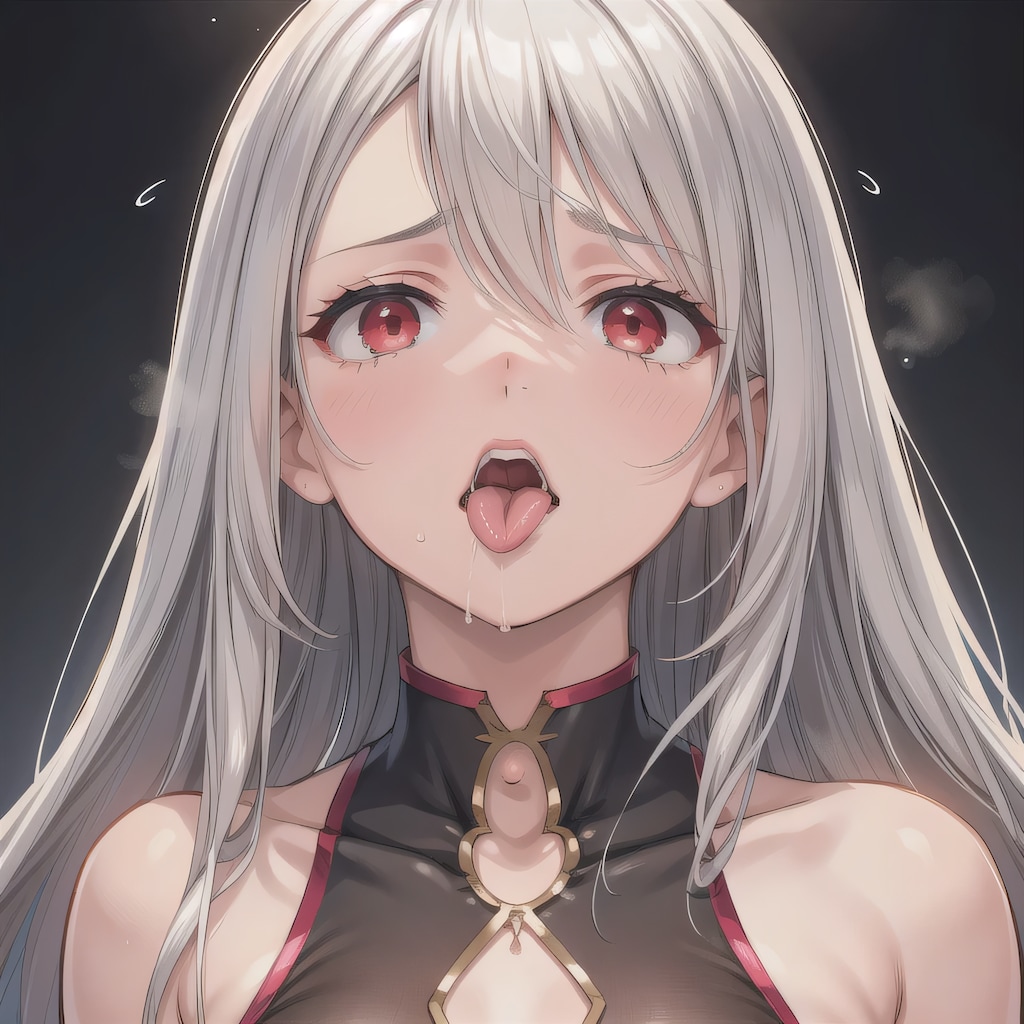 銀髪ロングの舌出し少女１０