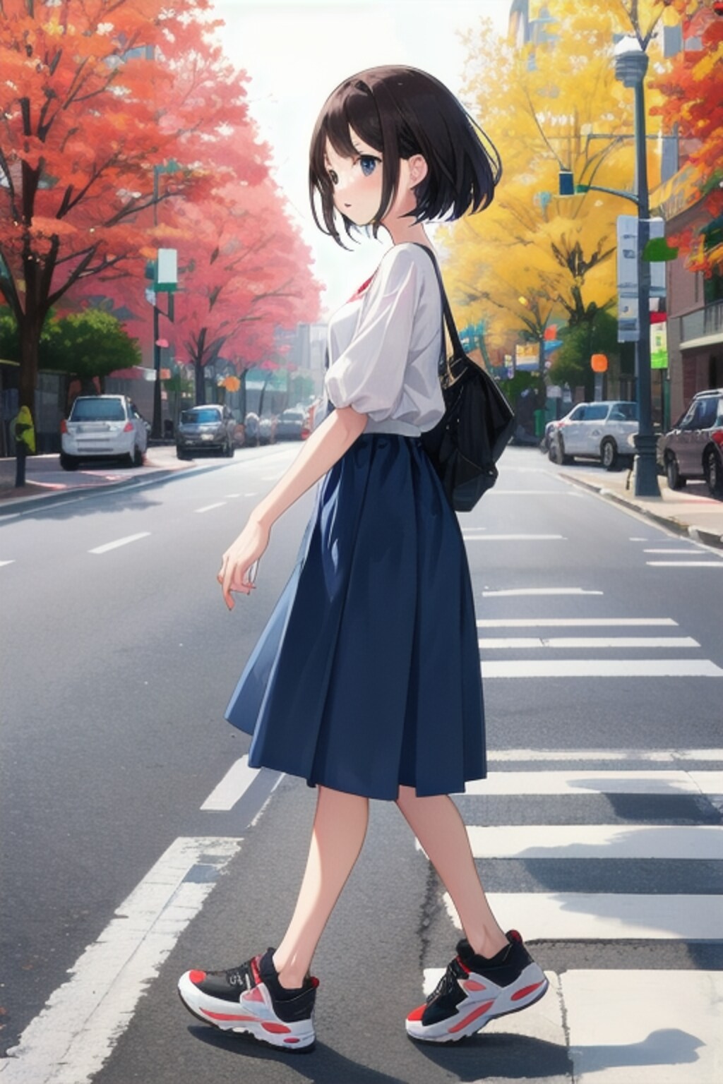 歩く、スニーカー娘