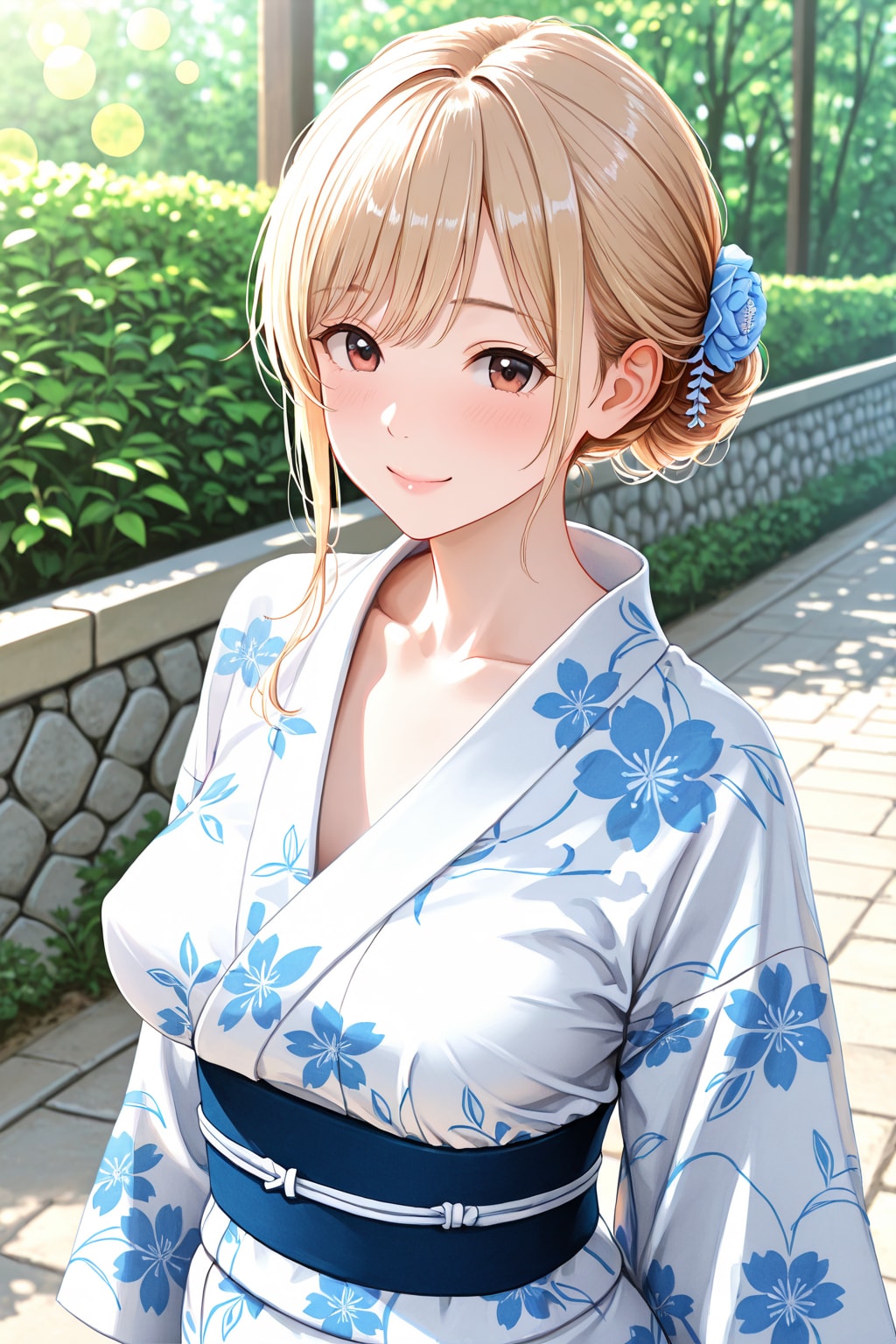 浴衣を着てお散歩する心愛ちゃん