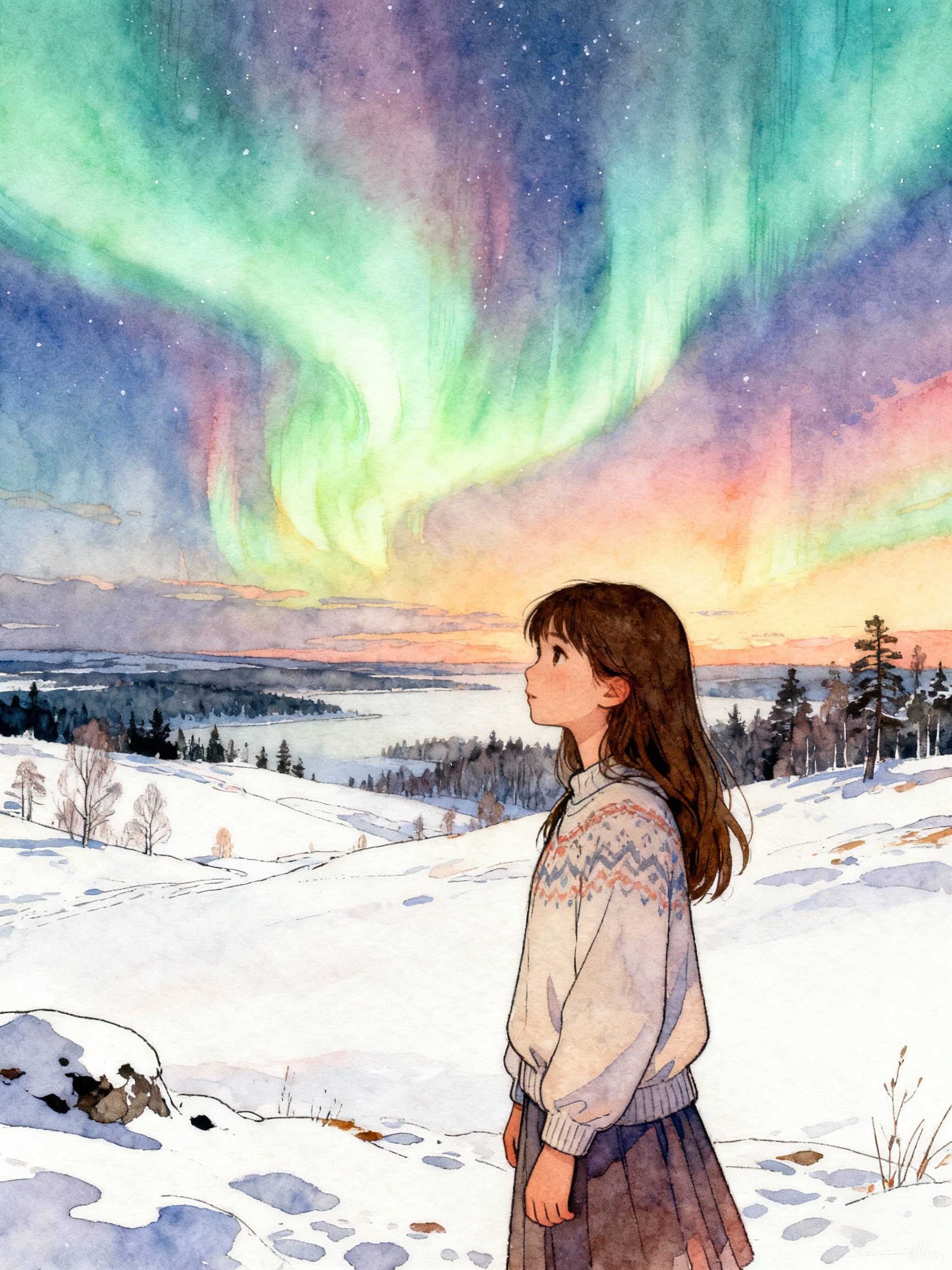 君とオーロラ鑑賞会 | の人気AIイラスト・グラビア