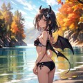 秋の紅葉と悪魔っ子251017 3枚目