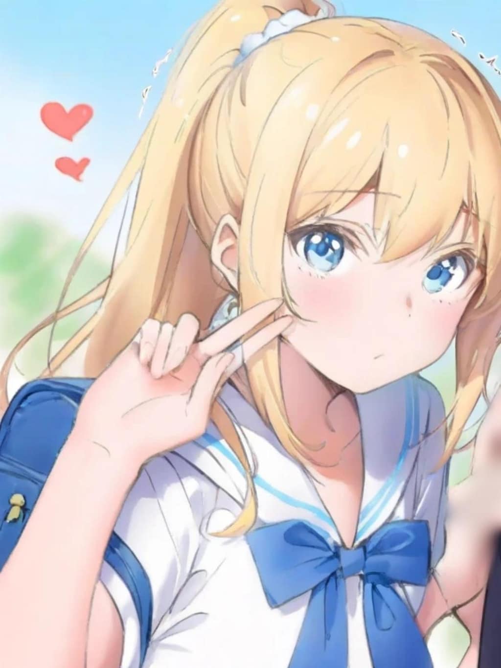学生の金髪ポニーテール