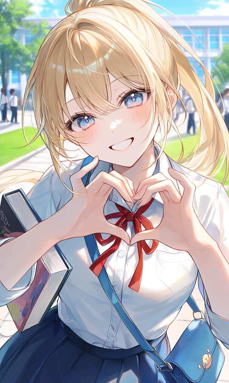 学生の金髪ポニーテール | の人気AIイラスト・グラビア