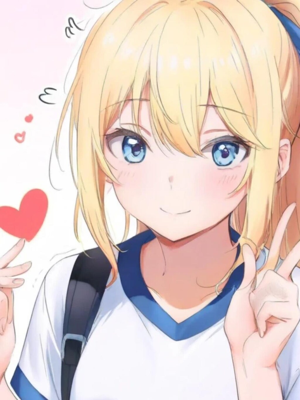 学生の金髪ポニーテール