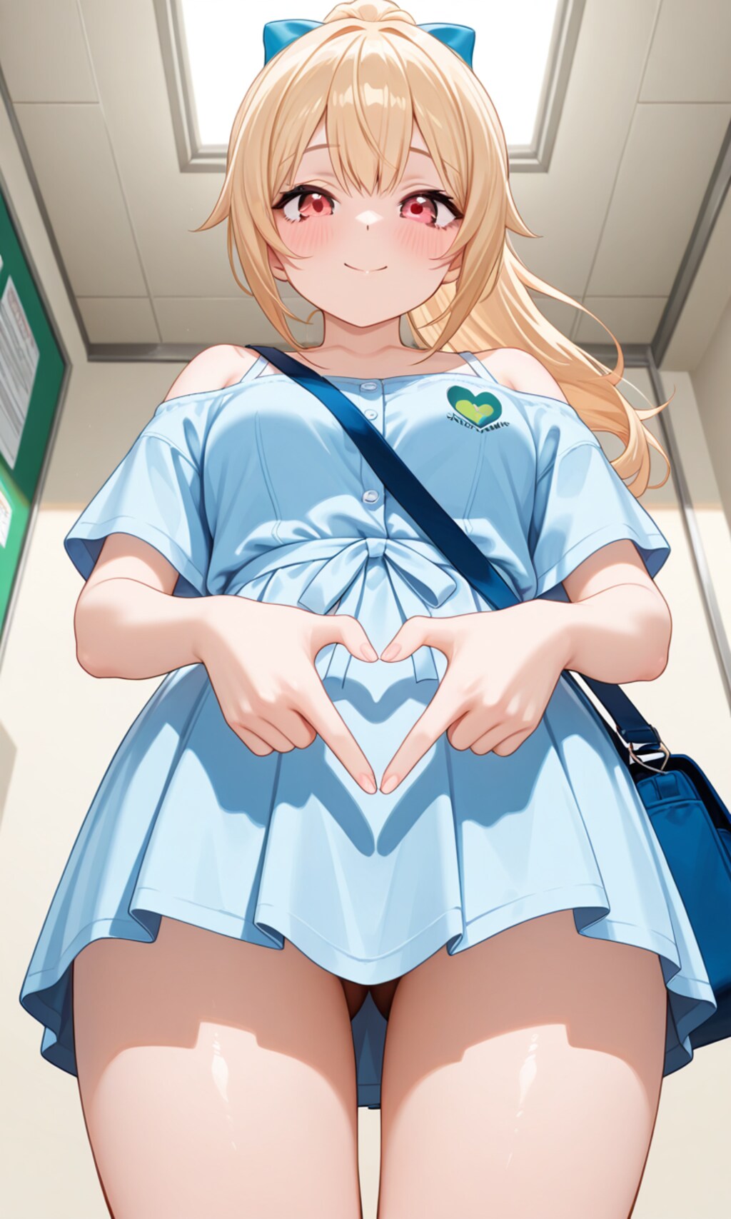 学生の金髪ポニーテール