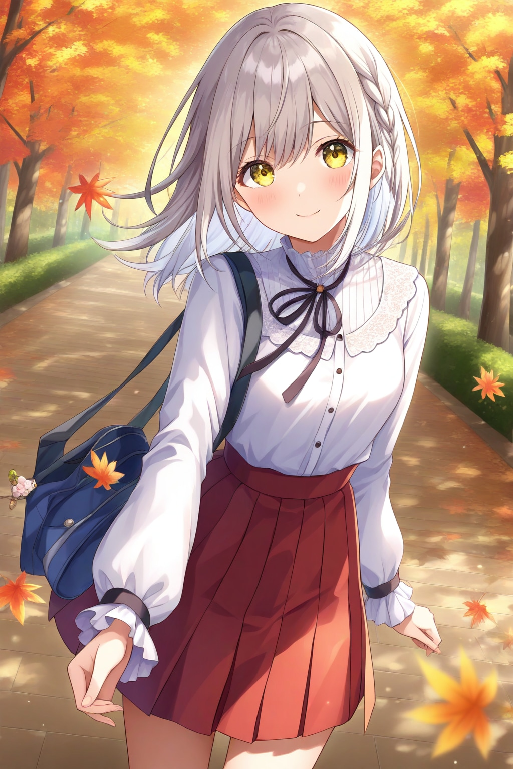 秋の公園を散歩する美少女　－プロンプト参考にさせてもらいましたー