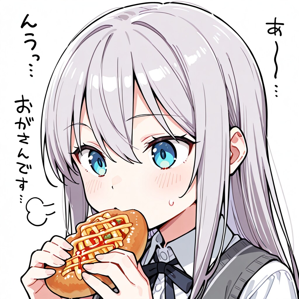 なぜかピザパンを恵方巻と勘違いして熱心に食べる同級生のアリシアさん