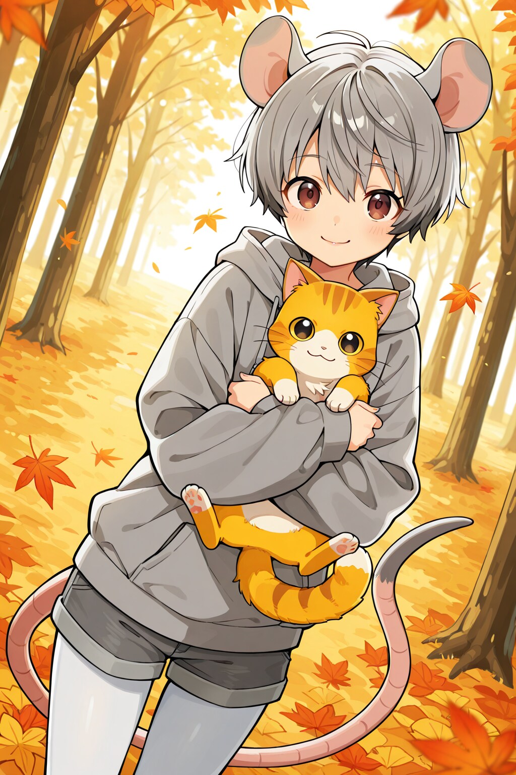 ねずみ耳娘と猫