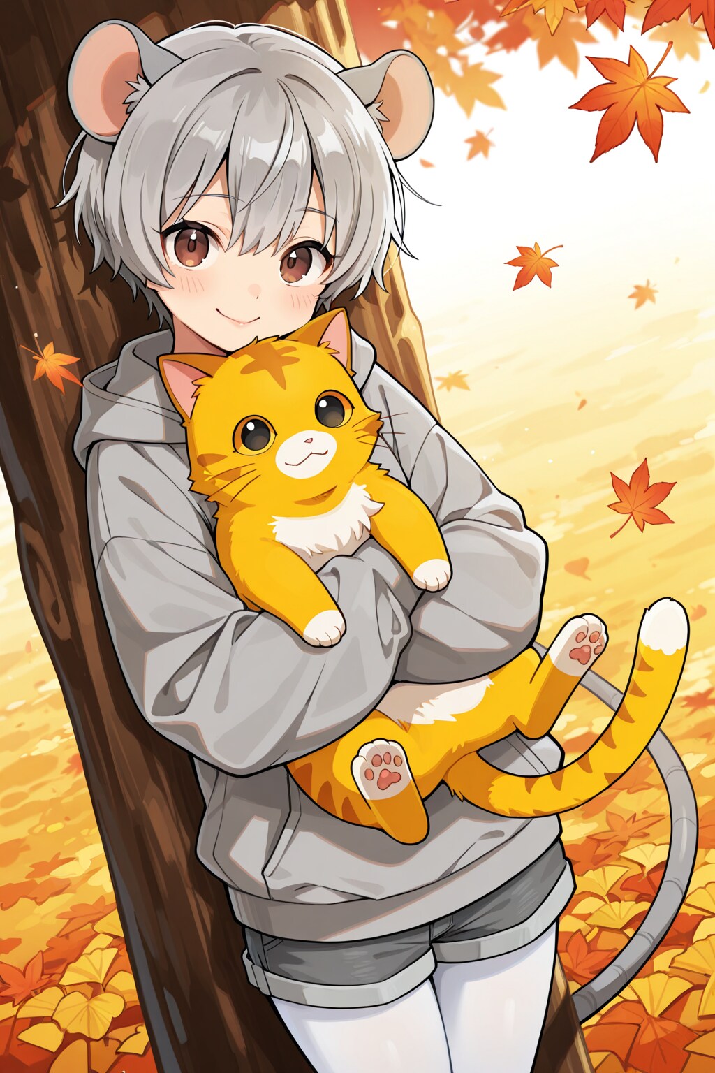 ねずみ耳娘と猫