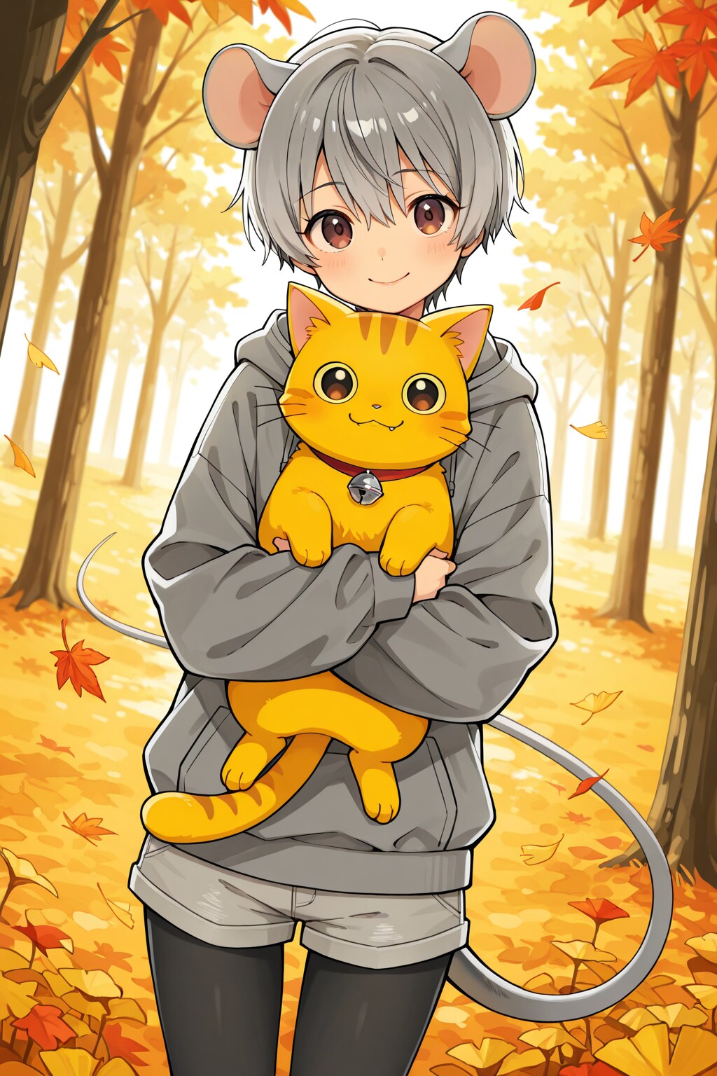 ねずみ耳娘と猫 | の人気AIイラスト・グラビア