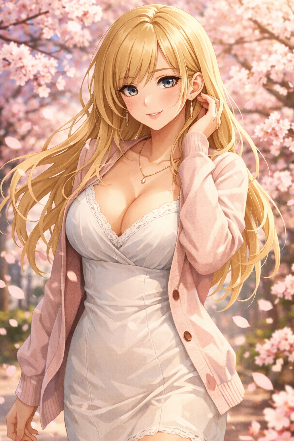 桜満開と金色の君