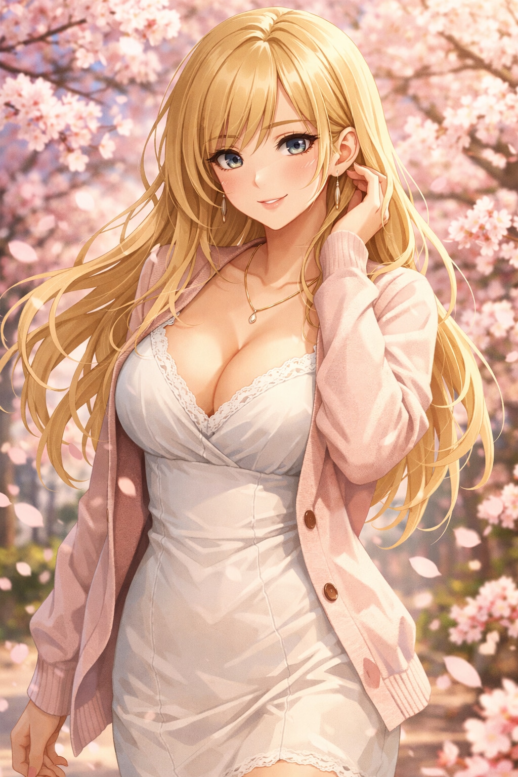 桜満開と金色の君