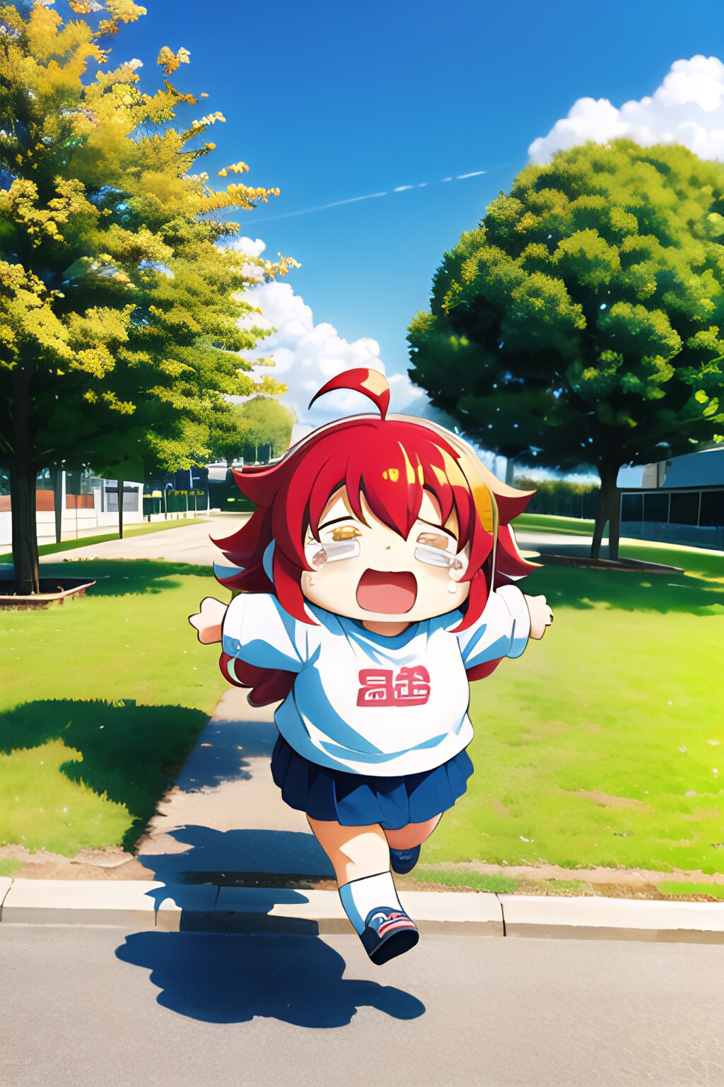 泣き叫び公園から逃げる