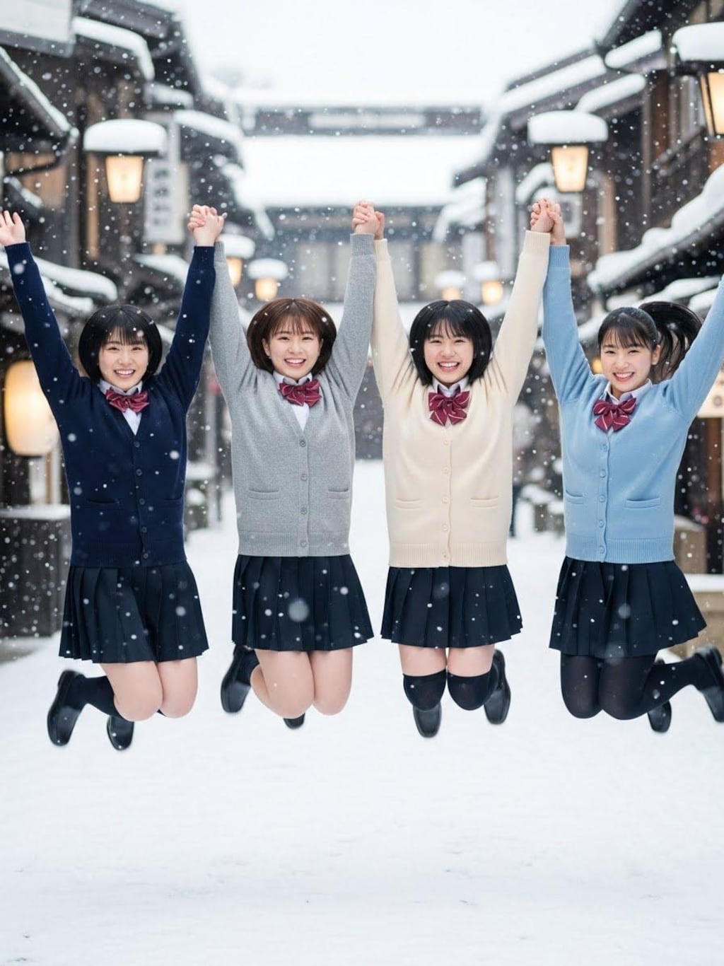 雪にはしゃぐ女子高生②