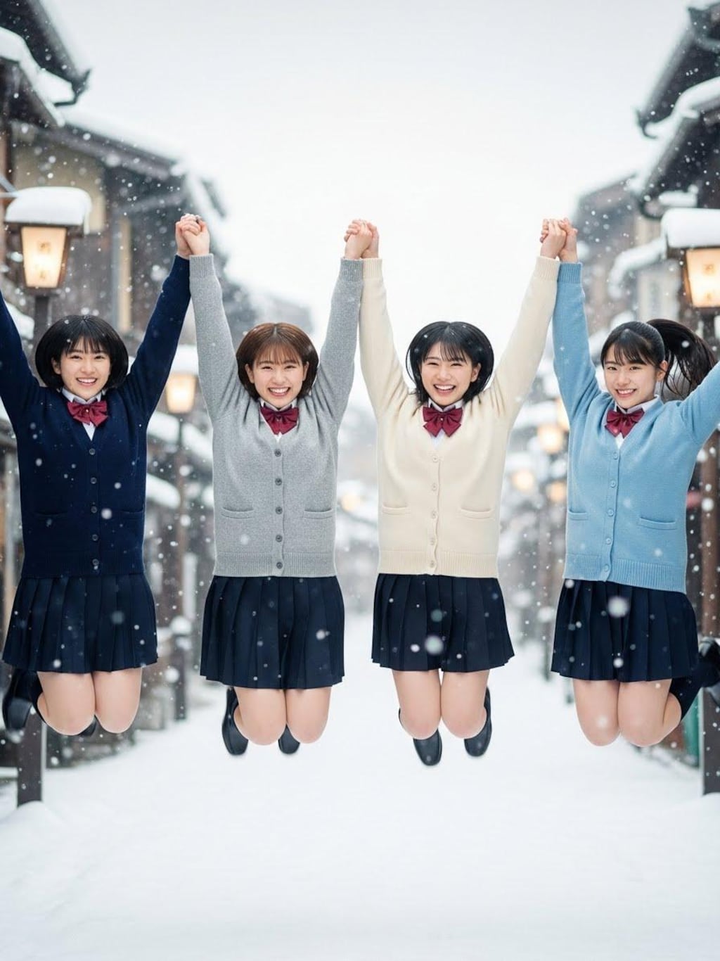 雪にはしゃぐ女子高生②