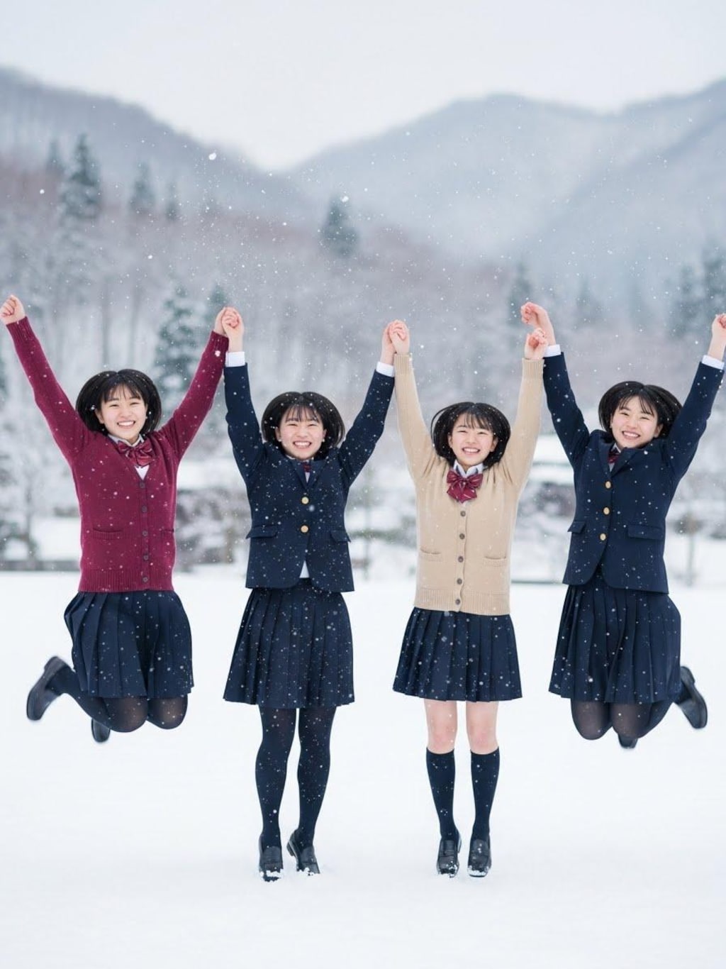 雪にはしゃぐ女子高生②