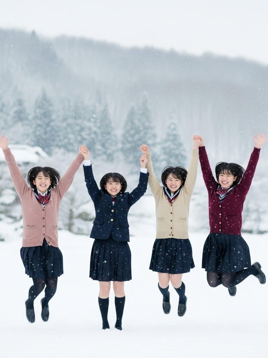 雪にはしゃぐ女子高生②