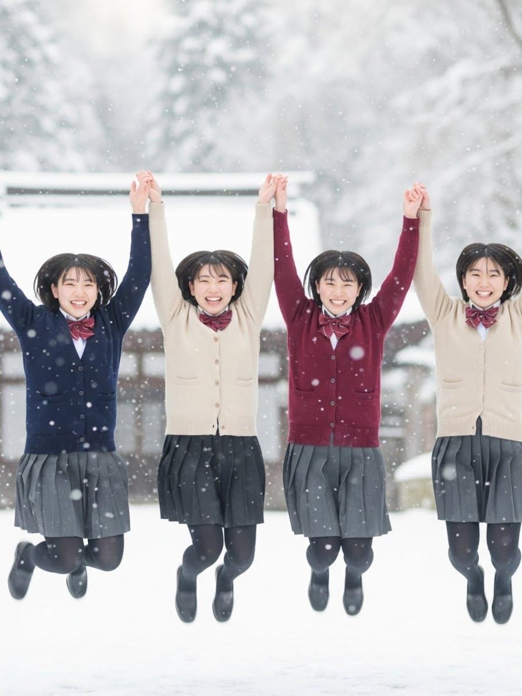 雪にはしゃぐ女子高生②