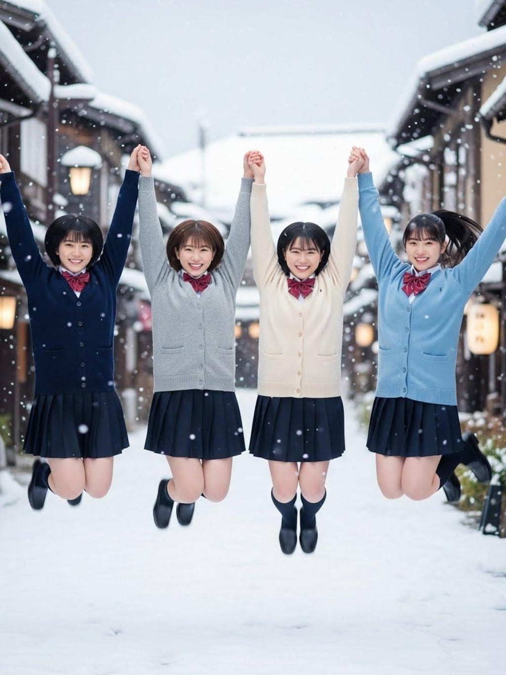 雪にはしゃぐ女子高生②