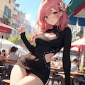 春物ニットワンピ黒 6枚目