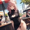 春物ニットワンピ黒 2枚目