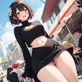 春物ニットワンピ黒 8枚目
