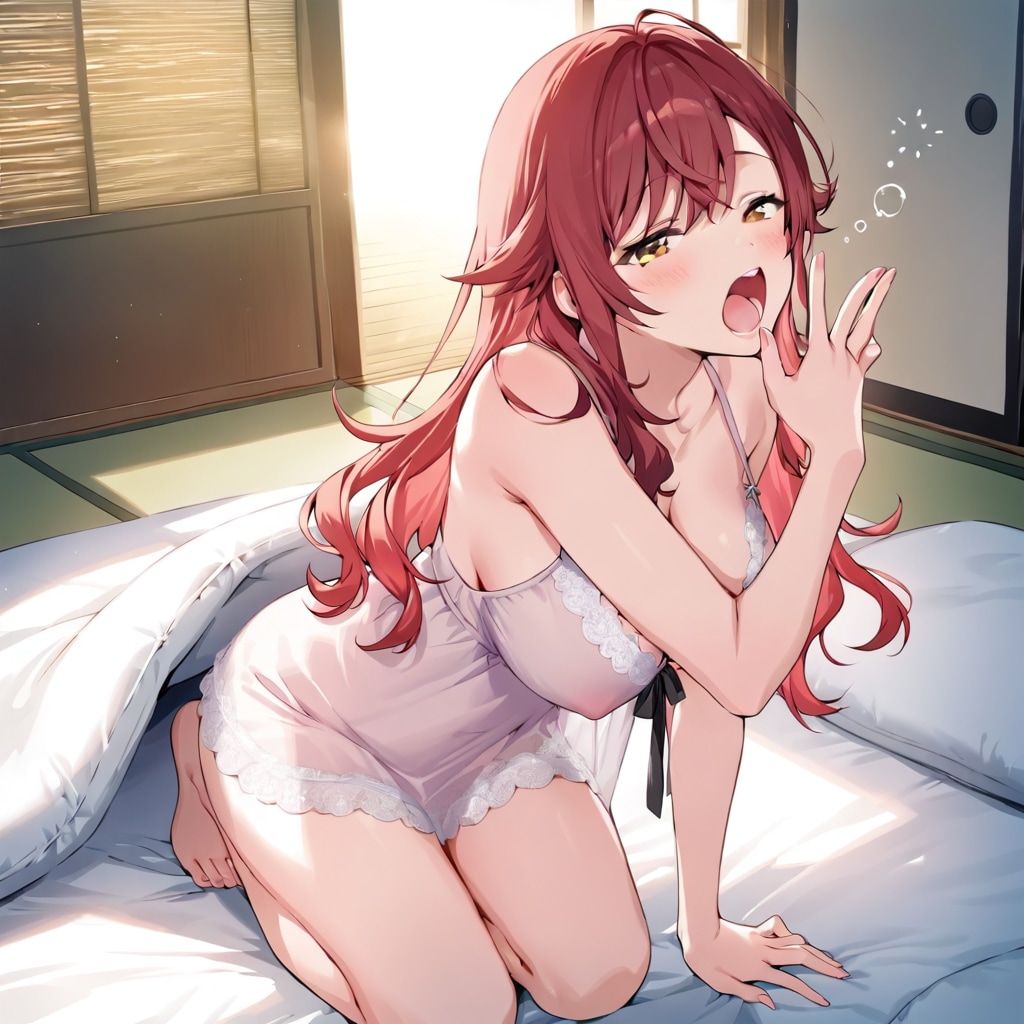 赤毛ちゃん　寝起き
