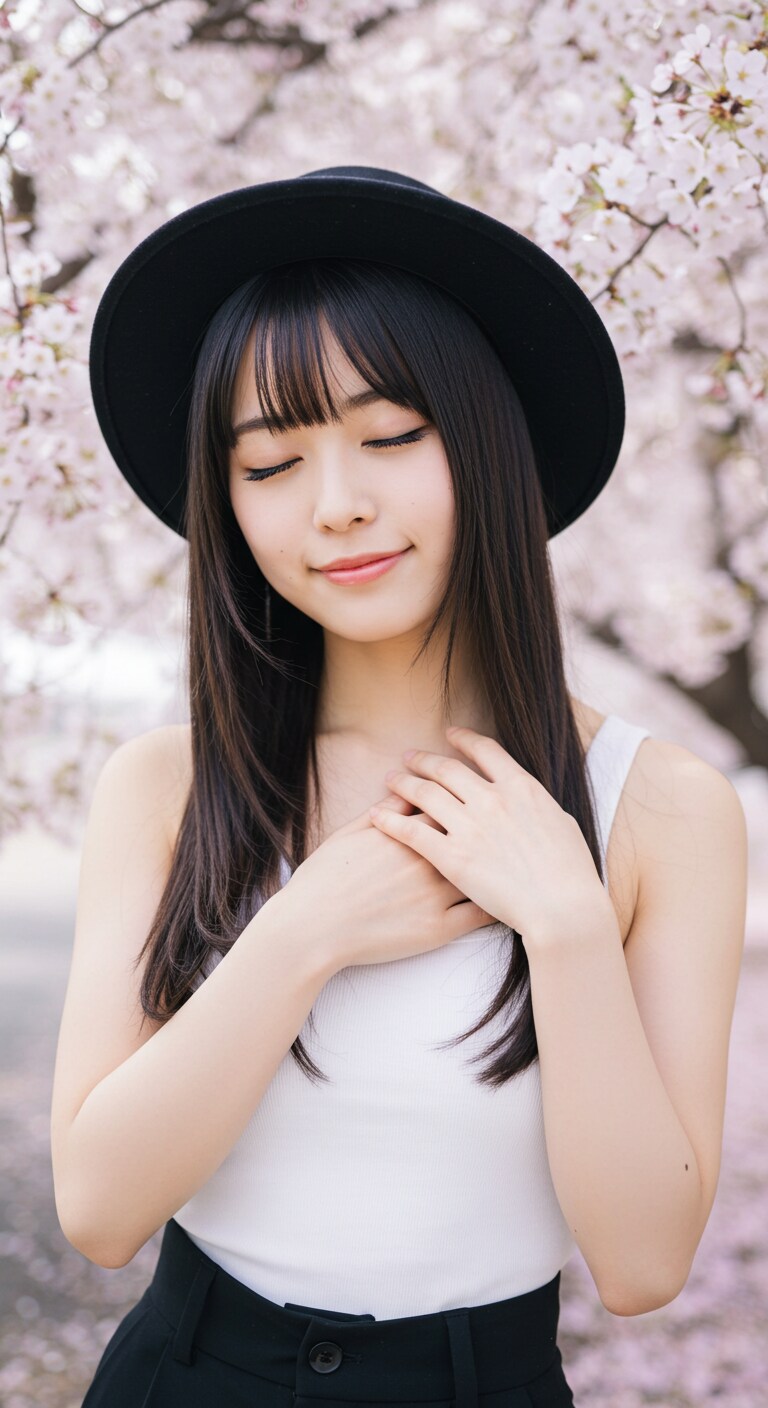 リアルかっこかわいいダンサーのロマンティックな花見