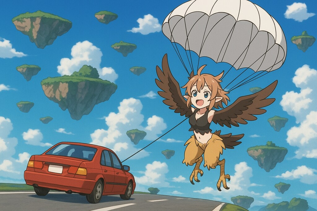 失敗絵・パラセーリングしてるハーピーちゃんにしたかった絵