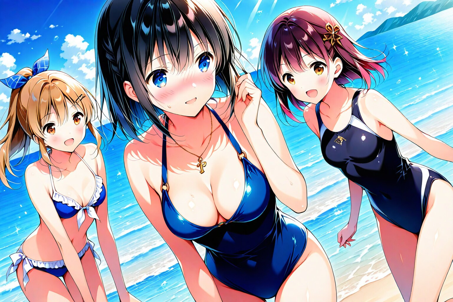 海の日で海で遊ぶ女の子たち