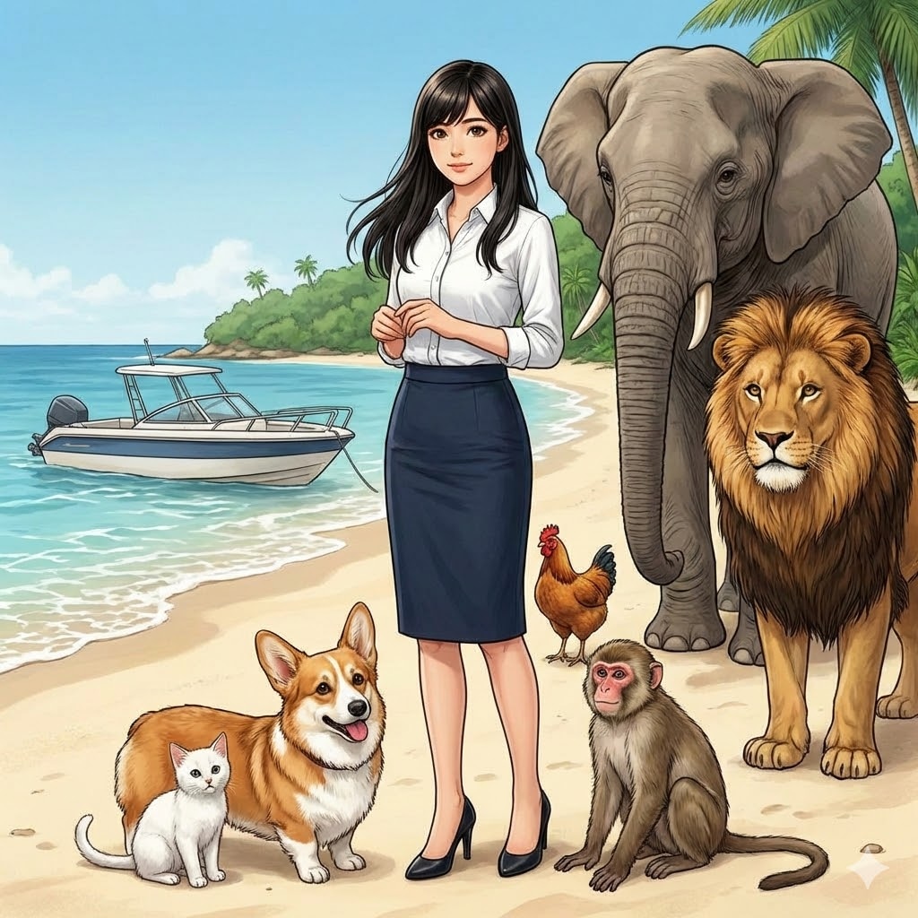 ペットを連れてきたお姉さん