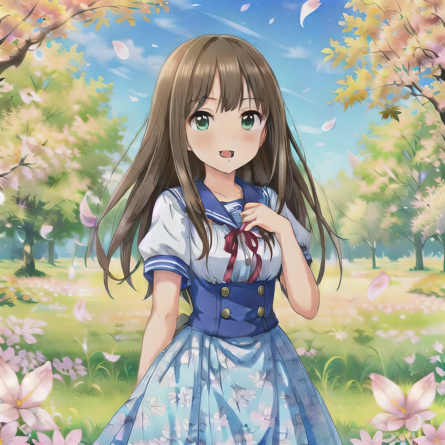 黒髪ロングでセーラー服の少女３５ | の人気AIイラスト・グラビア