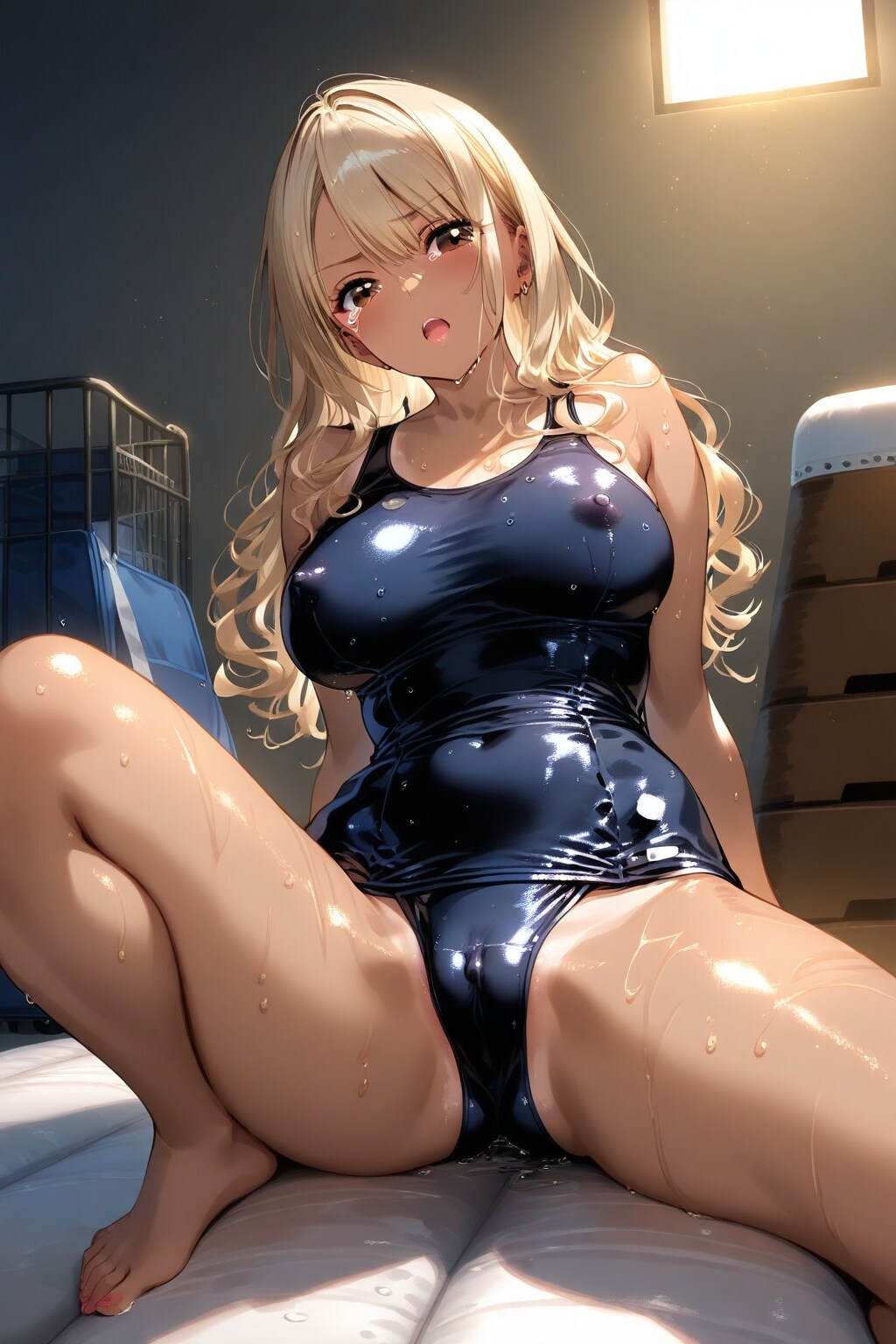 今日も男たちに体育倉庫に連れてこられスク水を着せられたYuiちゃん