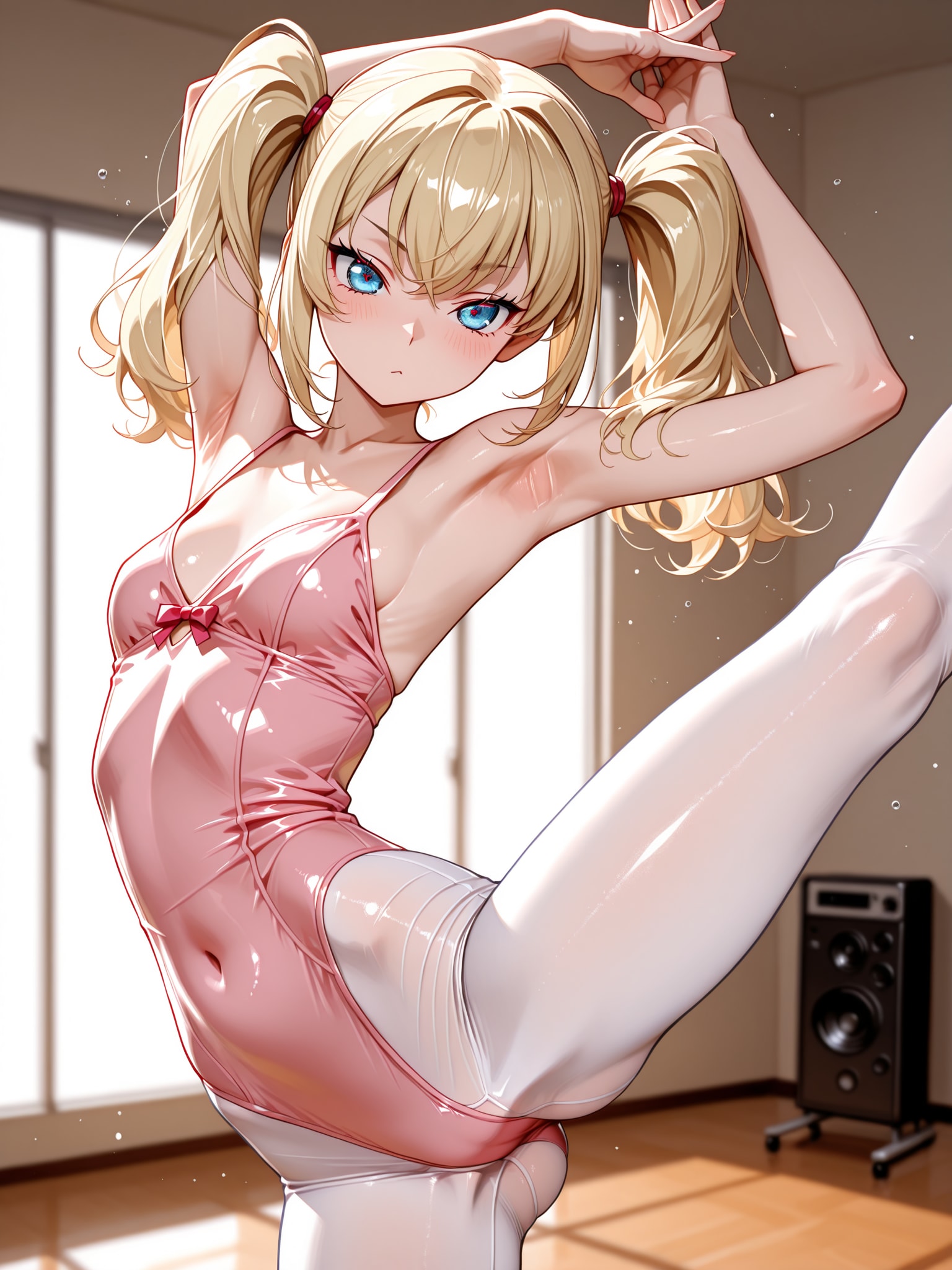 バレエのレッスンをする萌咲