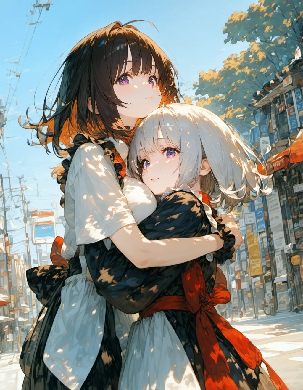 Sisterly Embrace in the City
