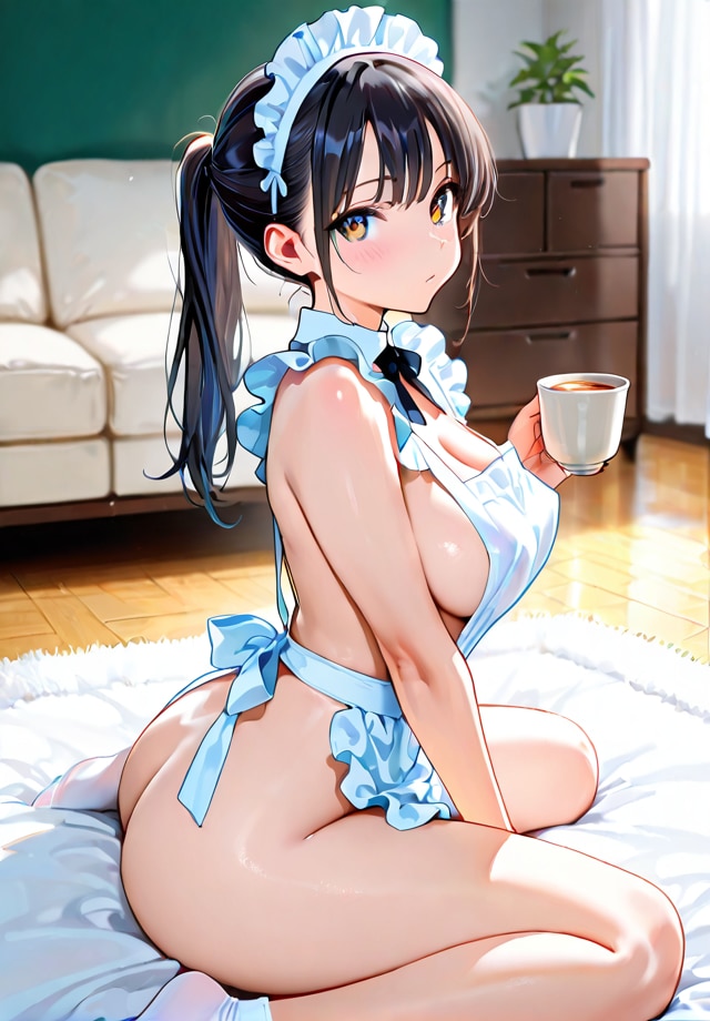裸エプロンのメイド