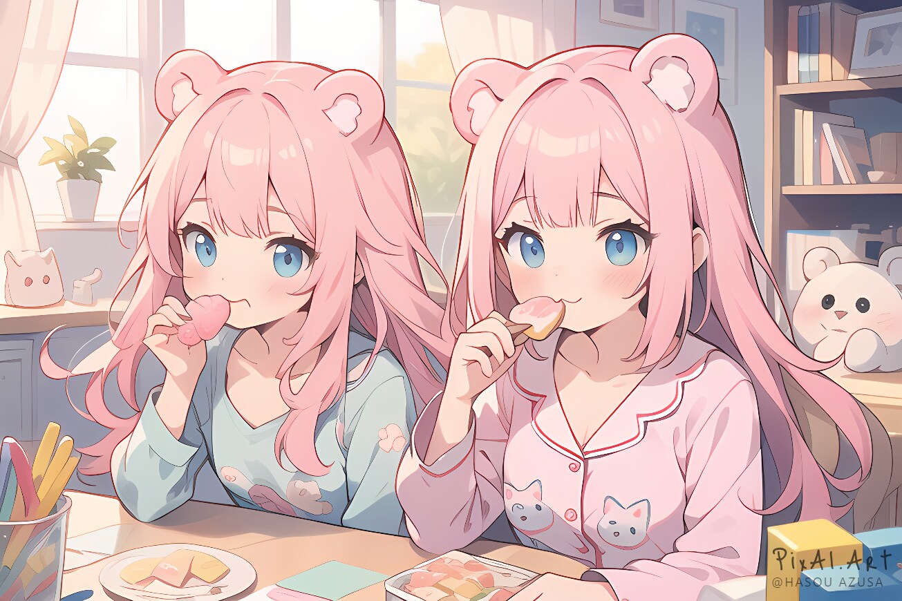なかよしたぬき姉妹のおやつ