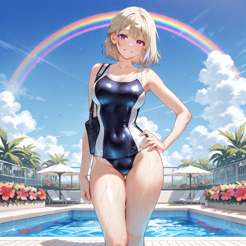 スク水とハイビスカス！