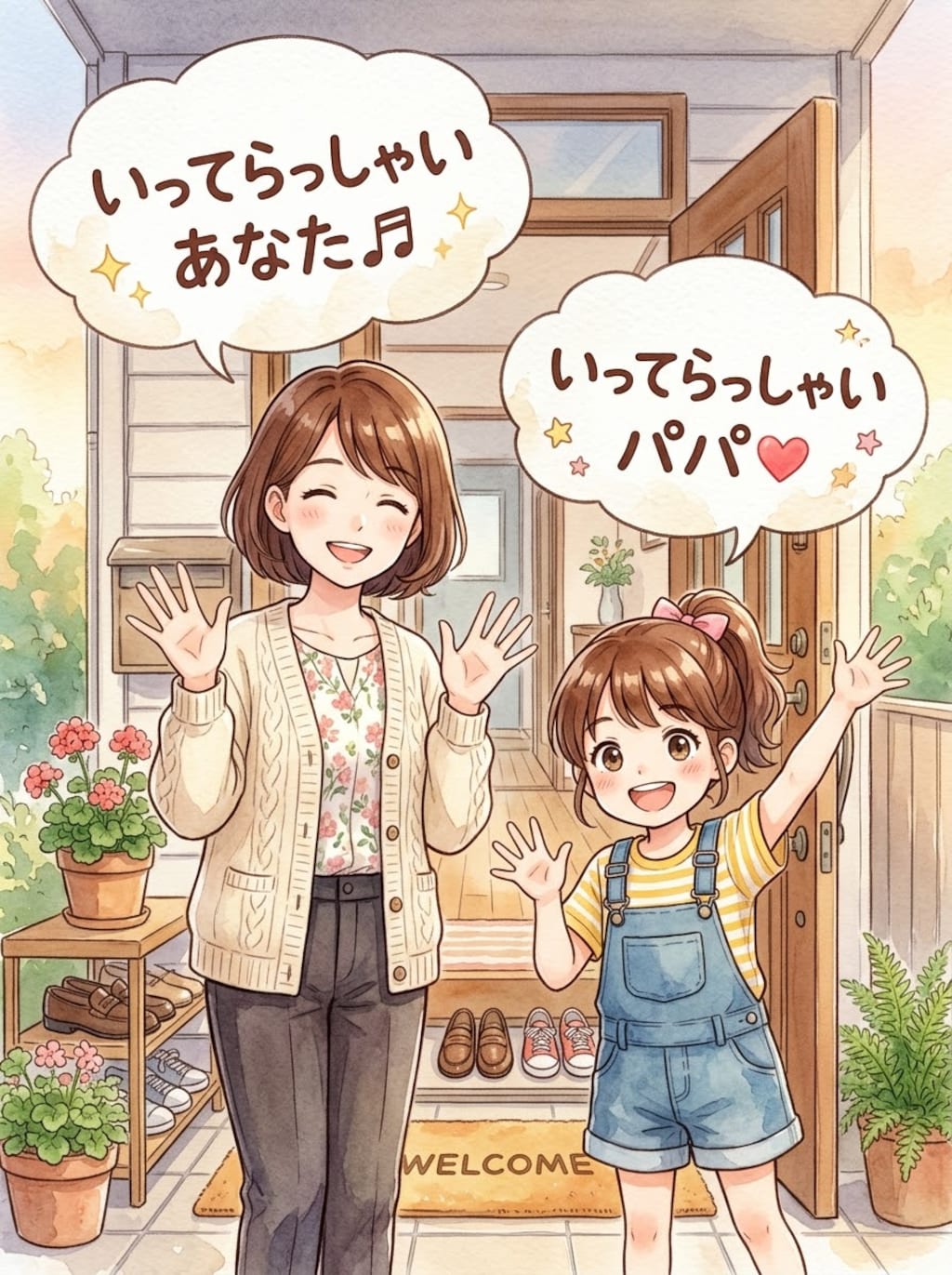 いってらっしゃい あなた♬ いってらっしゃい パパ❤️